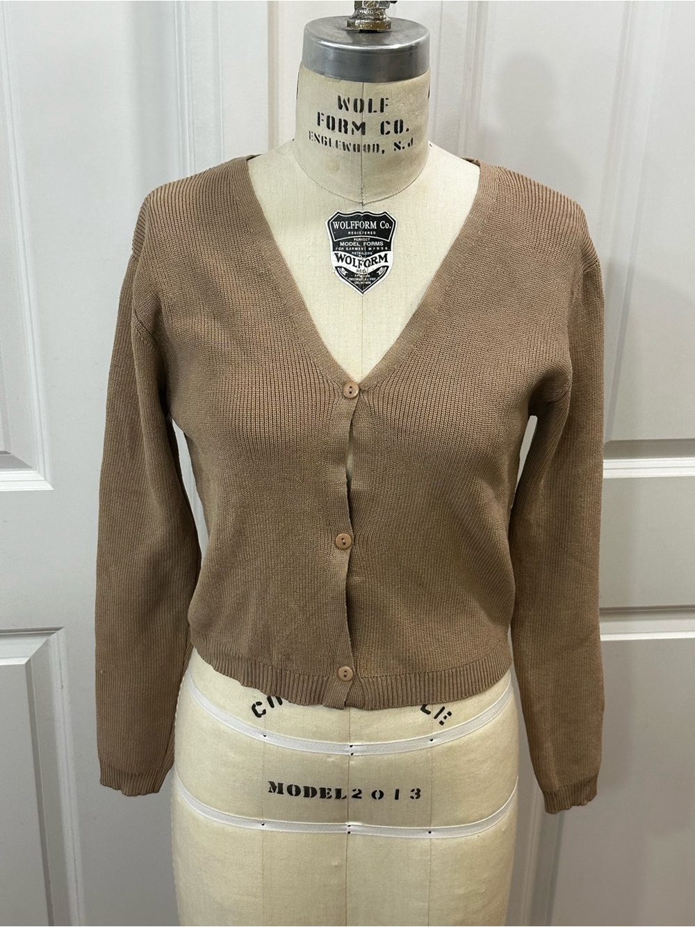 Women's V-Neck Button-Front Sweater Cardigan - Taupe